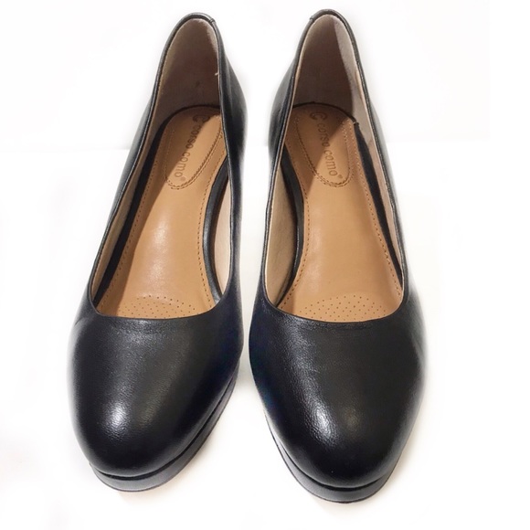 Corso Como 6 Black Leather Pumps Heels Platform - Picture 2 of 5